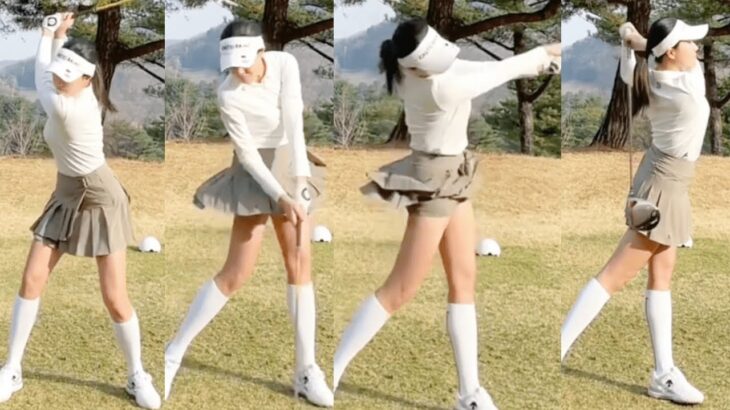 【🇰🇷女子ゴルフ】視線を釘付けにする美脚美女の鋭いスイング💕見なきゃ損😍【韓国人女子ゴルファー@bangdasol_daily】Vol.2