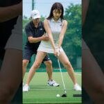 【どさくさ】熱心に指導されるゴルフ美女/ [In the commotion] A beautiful woman golfer being eagerly coached /#AI美女 #どさくさ