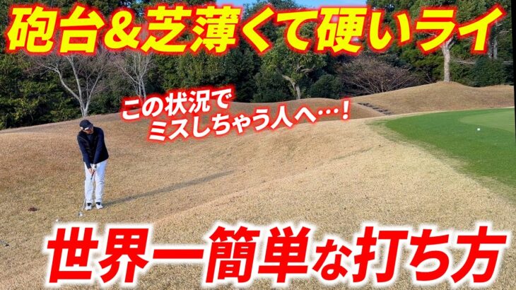 【誰でも出来る】砲台で芝が薄くて地面が硬い時の”世界一簡単な打ち方”【アプローチ上達】【大叩きの原因】